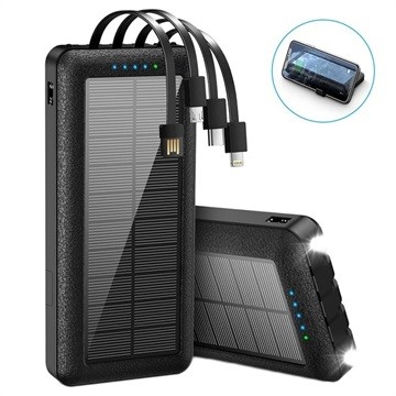 কিকস্ট্যান্ড সহ 10000mAh টাইপ-সি সোলার ফোন চার্জার ক্যাম্পিং পোর্টেবল চার্জার সোলার পাওয়ার ব্যাংক