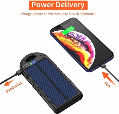 18W 10000mAh সোলার চালিত পাওয়ার ব্যাংক USB C চার্জার OEM