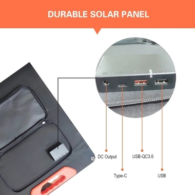 60W 100W 150W বহনযোগ্য ভাঁজ সৌর প্যানেল 200W বহিরঙ্গন ক্যাম্পিং জন্য